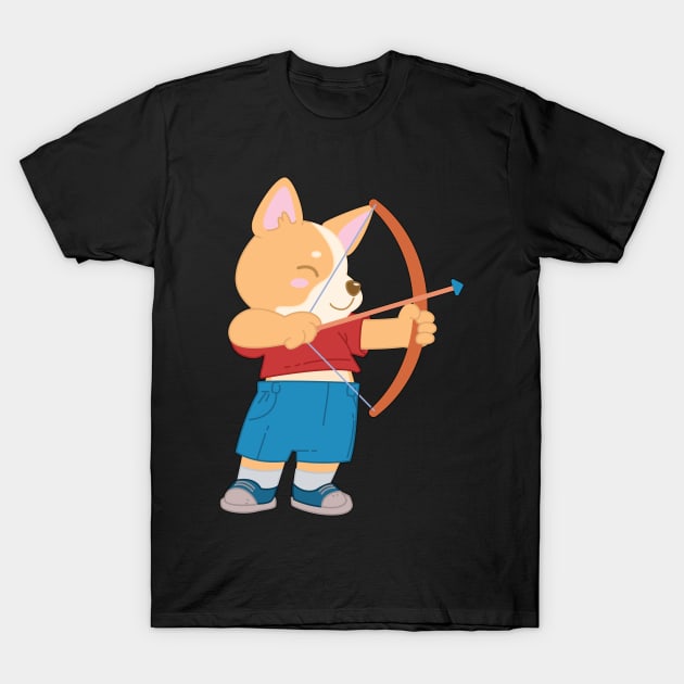 Archery Cute Puppy Dog Player - Kids gift graphic T-Shirt by theodoros20